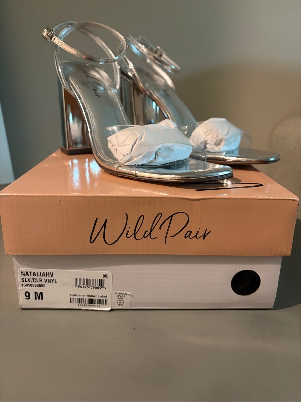 Wild Pair Silver Clear Vinyl Block Heel Sandals